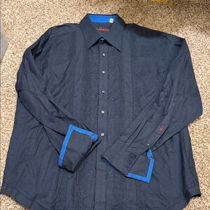 Robert Graham Black Shirt with Blue Trim